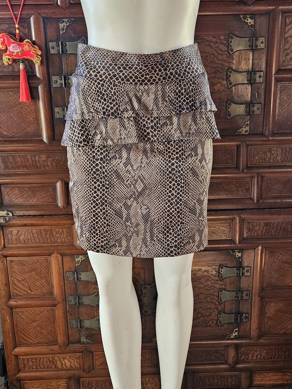 SOLEMIO Snake Print Ruffle Mini Skirt NEW!